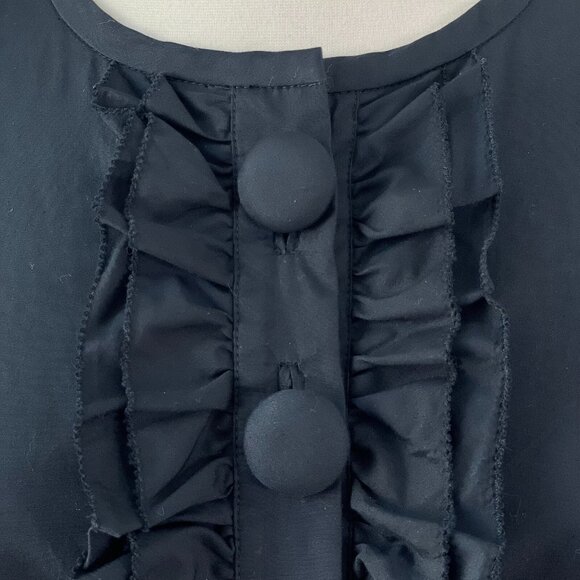 NEW J Crew Womens Size 2 Black Ruffle Front Button Up Shirt Long Sleeve Top - Picture 5 of 8